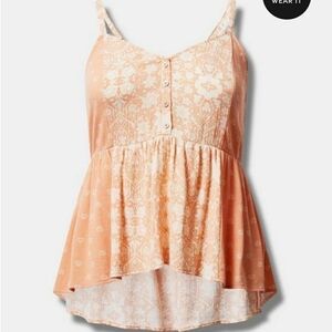 Torrid Washable Crinkle Gauze Tank Women’s Size 3X Peach New